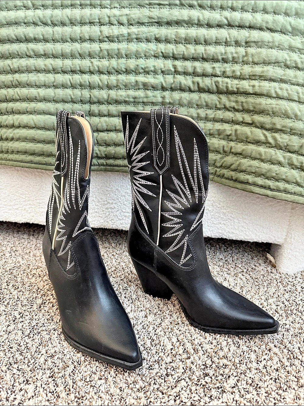 Oasis Society Black Embroidered Heeled Boots